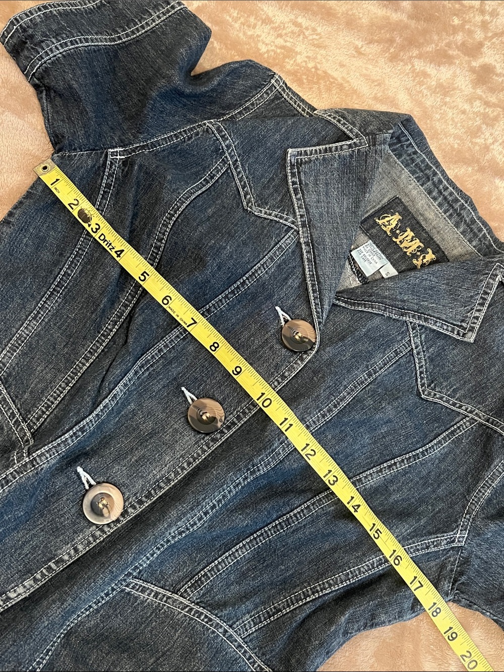Vintage AMI Button Down Denim Short-Sleeve Shirt Jacket - Size S - Picture 3 of 13